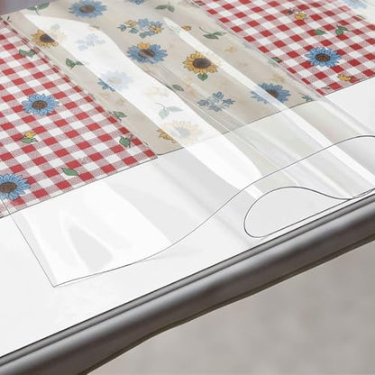 1.5mm Thick Clear Table Protector, Waterproof PVC Plastic Table Cover, Desk Mat for Nightstand，Durable Table Pad for Dining Room, Kitchen, Office, Writing Desk, and Coffee Tables