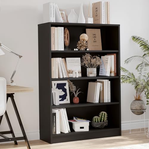Farini 48 Inch Tall Bookcase,4 Shelf Bookshelves,Adjustable Bookshelf for Home Office,Black - color: Black, size: 4 shelf