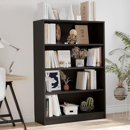 Farini 48 Inch Tall Bookcase,4 Shelf Bookshelves,Adjustable Bookshelf for Home Office,Black - color: Black, size: 4 shelf