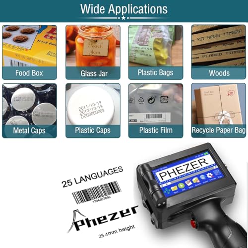 Phezer 1inch/25.4mm Handheld Inkjet Printer P15-1