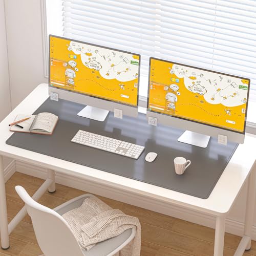 DAWNTREES Desk Mat for Desktop,PU Leather Desk Pad Protector | Non Slip, 39.4" x 19.7" Large Mouse Pad and Keyboard Mat, Waterproof Writing Pad for Office and Home (Dark Gray) - color: Dark Gray, size: 39.4" x 19.7"