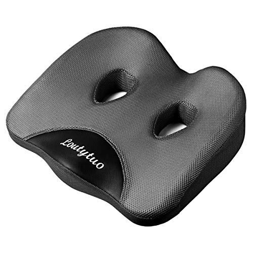 LOUTYTUO Seat Cushion Pillow,100% Memory Foam and Washable Cover,for Office Chair,Car Seat and Wheelchair,Tailbone & Sciatica & Back Pain Relief - color: Gray