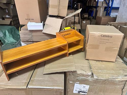 Catekro Monitor Stand Riser, 2 Tiers Wood Monitor Riser Stand Brown