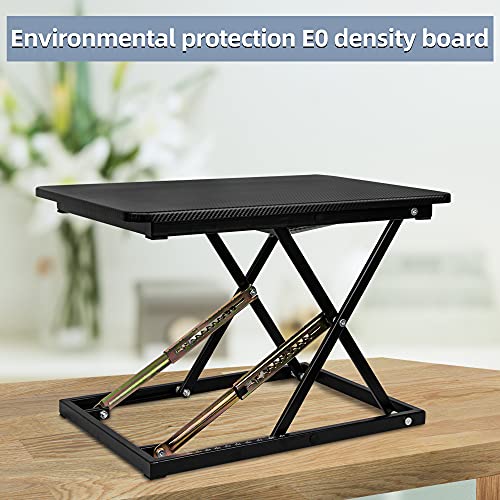 Standing Desk Converter, Height Adjustable Sit Stand Desk Converter, Fully Assembled Monitor Desk Riser for Standing or Sitting, Black, Pattern - color: Pattern-24in