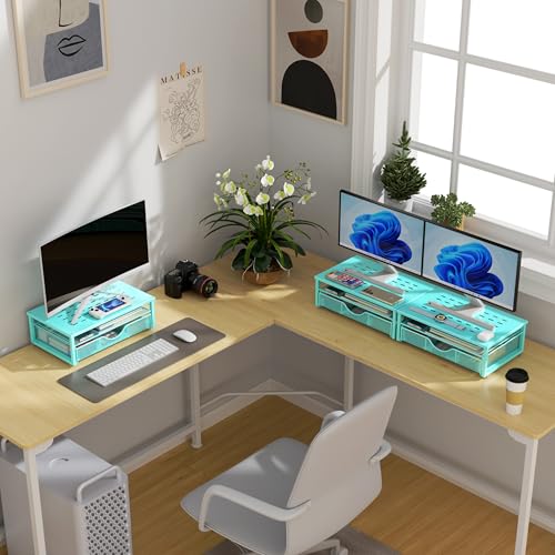 gianotter Computer Monitor Stand Riser with Drawer - color: Blue