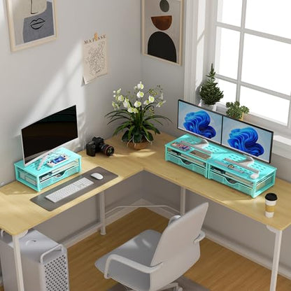 gianotter Computer Monitor Stand Riser with Drawer - color: Blue