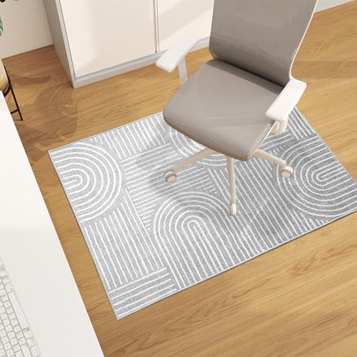 Office Chair Mat for Hardwood Floor, 48"x36" Easy Glide Computer Desk Mat Protector for Rolling Chair Under Desk Rug Nonslip Backing, Machine Wash (Modern) - color: Grey Ink, size: 36"x48"