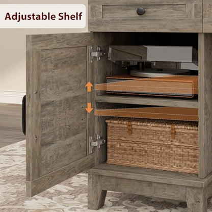 60" Traditional Home Office Desk with Power Outlets, Wooden Executive Desk with File Cabinet and Drawers, Farmhouse Wood Work Desk for Work, Study, Writing, Gray - color: Grey
