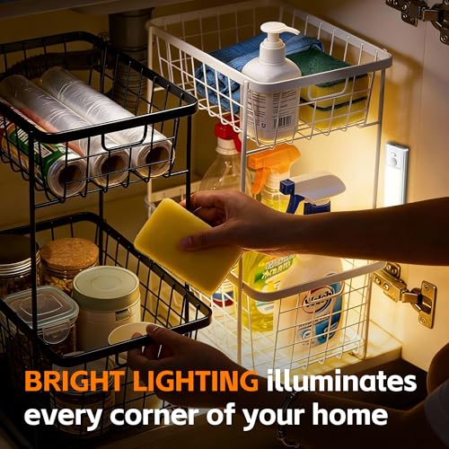 7.9 inch Under Cabinet Lighting, 4 Pack Magnetic Closet Lights | 1400mAh with Motion Sensor, 34 LED, 3 Color Temperature, USB-C Charging, Durable and Easy-to-Install - size: 20cm