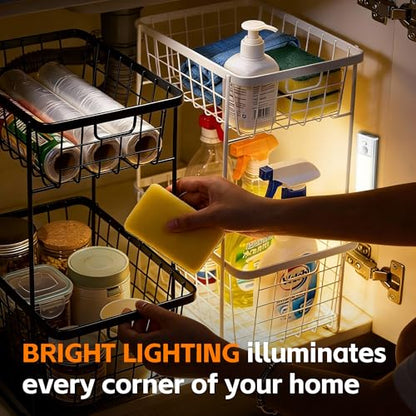 7.9 inch Under Cabinet Lighting, 4 Pack Magnetic Closet Lights | 1400mAh with Motion Sensor, 34 LED, 3 Color Temperature, USB-C Charging, Durable and Easy-to-Install - size: 20cm