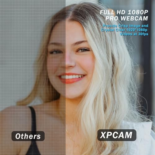 XPCAM HD 1080p Webcam with Microphone,USB Web Camera for Computer PC Laptop - color: webcam for pc (black)