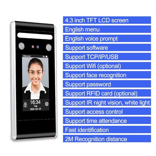 Time Clock, Access Control Keypad WiFi TCP/IP/USB Dynamic Face Biometric System Facial Time Attendance Machine ID IC for Business, Office(Kit 3) - color: Kit 3