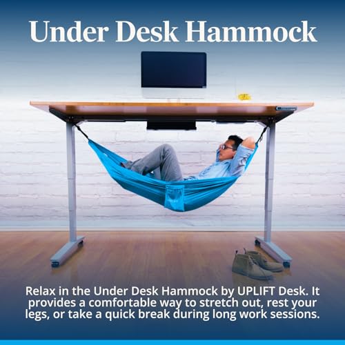 UPLIFT Desk Under Desk Hammock – Hammock for Office, Ergonomic Office Supplies Perfect for Rest & Relaxation, Durable and Easy to Use (Blue) - color: Blue
