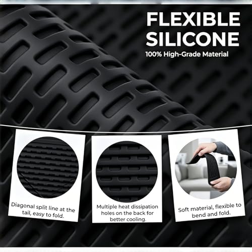 Flexible Silicone Aluminum Phone Holder Tablet Stand with Charging Port Design, Foldable Airplane Laptop/Phone Stand for Home Office Travel (Black) - color: Black
