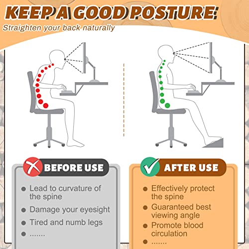 Yookeer Foot Rest for Under Desk at Work, Wooden Foot Stool, Slanted Desk Foot Rest, Ergonomic Adjustable Office Footrests, Nursing Foot Stool for Office and Home(Light Brown,Low)