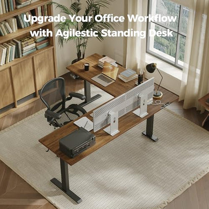 Agilestic L Shaped Standing Desk Adjustable Height, 75 Inch, Dark Walnut - color: Dark Walnut, size: 75 x 61 Inch