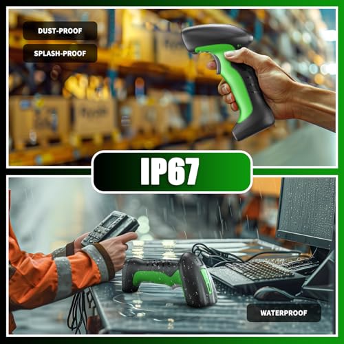 NETUM 2D QR Industrial Bluetooth Barcode Scanner with Charging Dock | Wireless 2D 1D Bar Code Reader 2600mAh Drop Protection Shock Dust Proof Hands Free for Windows Mac Android iOS (RD-1950)