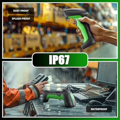 NETUM 2D QR Industrial Bluetooth Barcode Scanner with Charging Dock | Wireless 2D 1D Bar Code Reader 2600mAh Drop Protection Shock Dust Proof Hands Free for Windows Mac Android iOS (RD-1950)