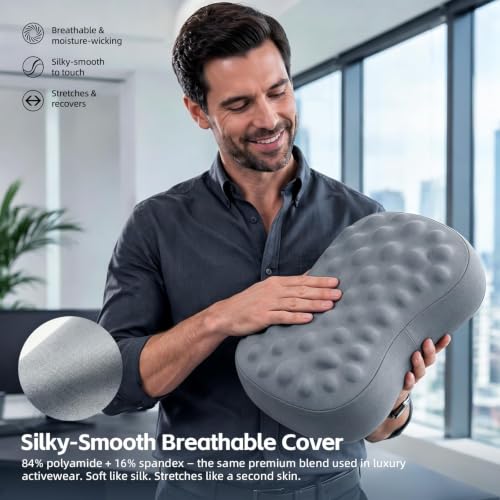 Foot Rest Under Desk, Memory Foam Ergonomic Footrest, Grey | Massage Pebble Surface, Office Foot Stool for Under Desk at Work, Gaming Foot Rest, Washable Cover, Non-Slip Base - color: Pebble Gray
