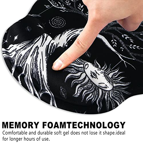 ToLuLu Mouse Pad Wrist Rest Support Gel, Ergonomic Mouse Pads with Non Slip PU Base, Mouse Wrist Rest Pad for Laptop Computer Home Office Working Gaming Pain Relief, Moon & Sun - color: Sun & Moon