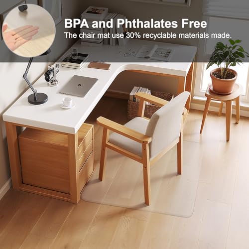 Office Chair Mat for Hardwood Floor,28"X30" Smooth Glide Slip Resistant Desk Chair Mat Hard Wood Floor Protector,Stay in Place Plastic Computer Chair Mats for Rolling Office Chairs Not for Carpet
