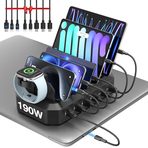 190W Charging Station for Multiple Devices, Family Organizer Charging Dock