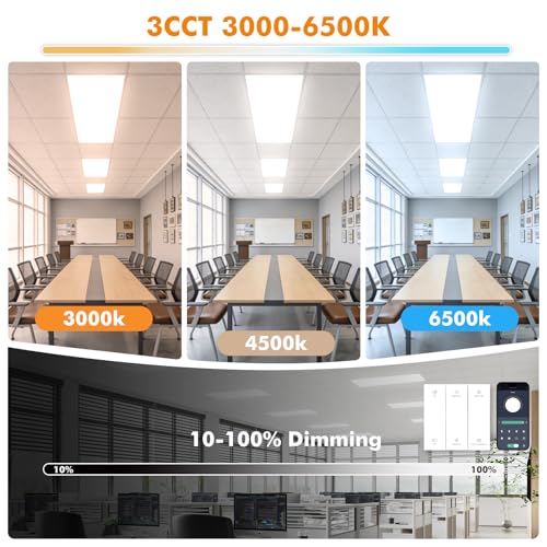 2x4 LED Flat Panel Light 6 Pack, 70W 9310Lm with Wireless Switch