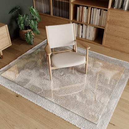 Koonmi Tempered Glass Chair Mat 44"x58" - Premium Office Chair Mat for Hardwood Floors & Low-Pile Carpet with 4 Non-Slip Pads - Thick Scratch-Resistant Surface - size: 44*58