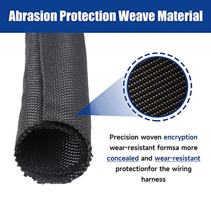 Automotive Mesh Woven Wire Sheathing Split Wire Loom 1/4"-48ft | Black Self-Wrap Braided Cable Sleeves Wire Loom Tubing Cord Organize for Wires/Audio Video Cable/Multi-Cable Strings - style: 1/4" - 48 Feet