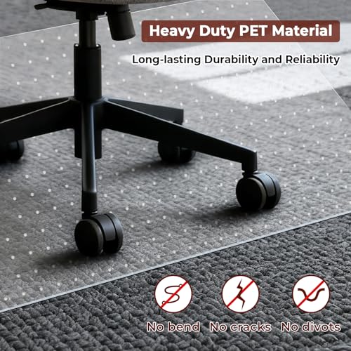AiBOB Office Chair Mat for Carpet, 32" x 48" Heavy Duty Computer Desk Chair Mats for Carpeted Floors, Easy Chair Movement Hard Clear Carpet Chair Mats, Ship Flat