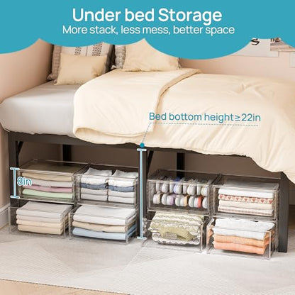 Vtopmart 2 Pack Large Clear Stackable Storage Drawers for Closet, 23QT | Easily Assemble Plastic Closet Storage Bins, Dust-Proof UnderBed Organizer for Clothing Underwear T-shirt Organization - style: 2pk Large