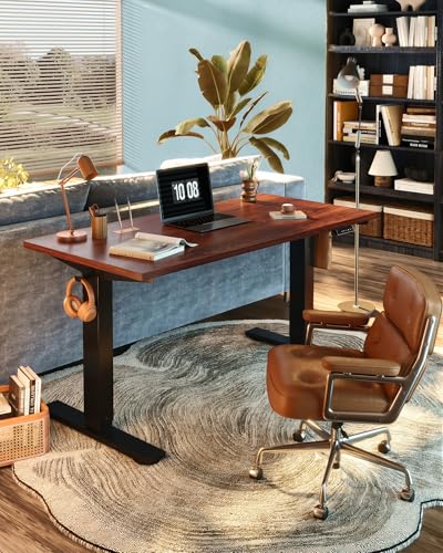FLEXISPOT EN1 One-Piece Standing Desk, Electric Adjustable with 4 Memory Presets, 176 LBS Capacity, Stable & Quiet, Seamless Desktop for Home Office & Dual Monitors, 40"x24" Mahogany - color: Mahogany, size: 40x24"