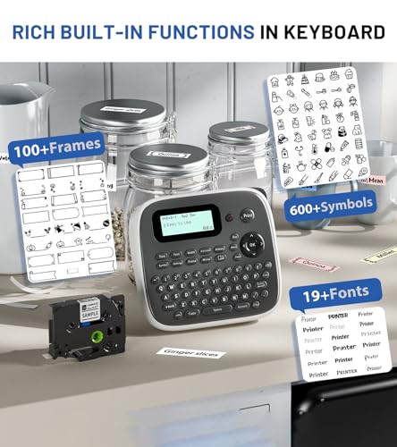 Label Maker Machine with Tapes, D210S Waterproof Laminated Labeler Portable - color: Gray