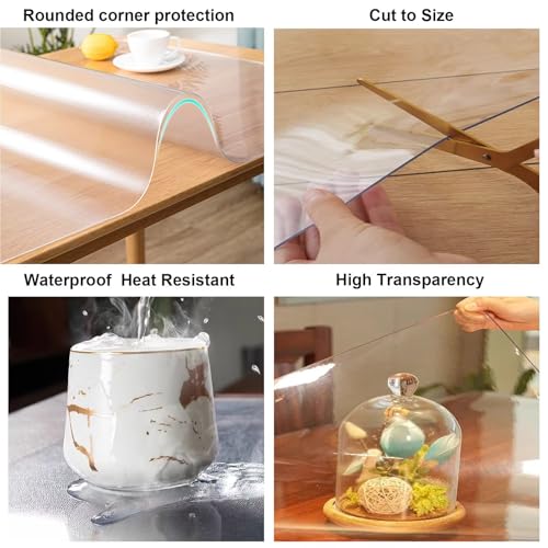 Frosted PVC Desk Pad Mat 12x36 Inch Crystal Table Cloths Rectangular Vinyl Desk Pad Waterproof PVC Plastic Table Cover for Dining TV Table Dresser Night Stand Computer Writing - color: Frosted 1.5mm, size: 12" x 36"