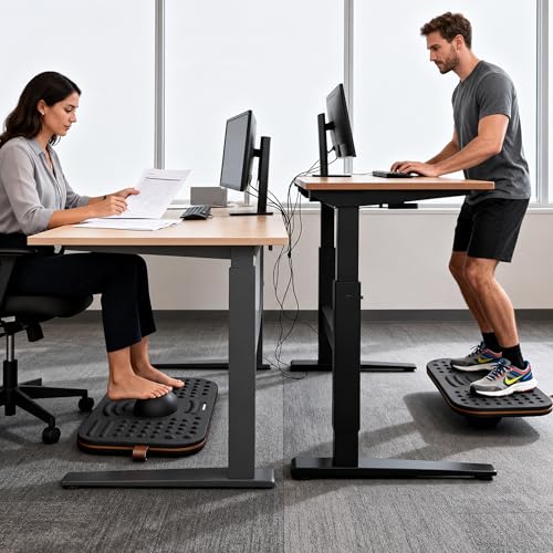 2-In-1 Standing Desk Balance Board & Foot Mat, Black
