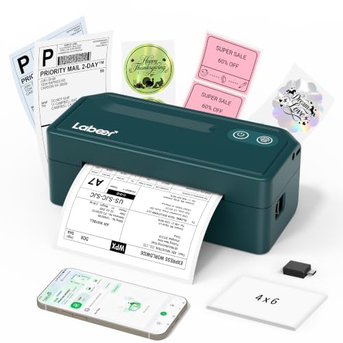 Labeer Bluetooth Thermal Shipping Label Printer, Wireless 4x6 Printer Green - color: Green
