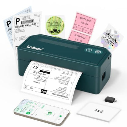 Labeer Bluetooth Thermal Shipping Label Printer, Wireless 4x6 Printer Green - color: Green