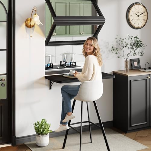 Dogsky Floating Wall Desk 24" x 14" - 100 lbs Heavy Duty Solid Pine - color: Black, size: 24" x 14"