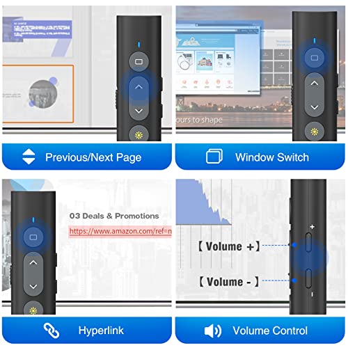 USB C Presentation Clicker with Red Laser, 2-in-1 USB-A/Type-C Receiver - size: Red+AAA