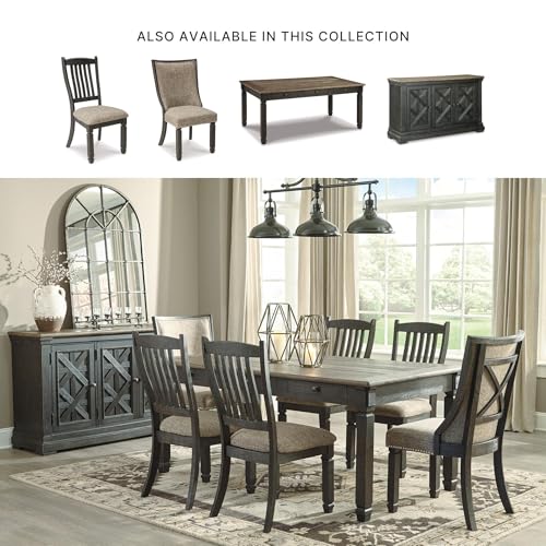 Signature Design by Ashley Tyler Creek Upholstered Dining Chairs, Set of 2 | Supportive slat-back solid and engineered wood frame, Grayish-brown cushioned seat, Reliable 250-lb capacity for daily use - color: Black