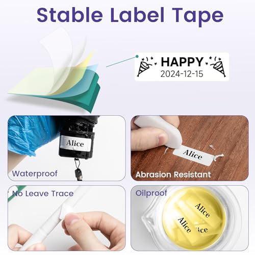 Phomemo D30 Portable Thermal Printer, Bluetooth Mini Label Maker Machine | Lightweight Portable Printer Small Label Maker, Abundant Templates Fonts & Icons for Kids Home School Office, Easy to Use - color: Purple