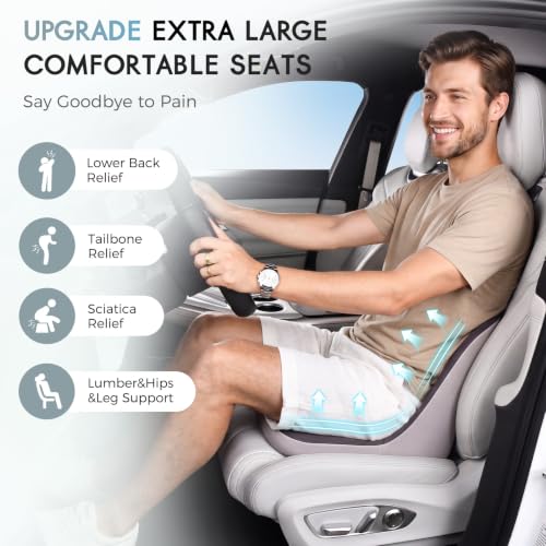 Car Seat Cushion and Lumbar Support Pillow, Larger Memory Foam Seat Cushion, Ergonomic L-Shaped Design Cushion for Back Pain Relief, Non-Slip Driving Cushion for Car, Office, Truck, Wheelchair-Black - color: Black