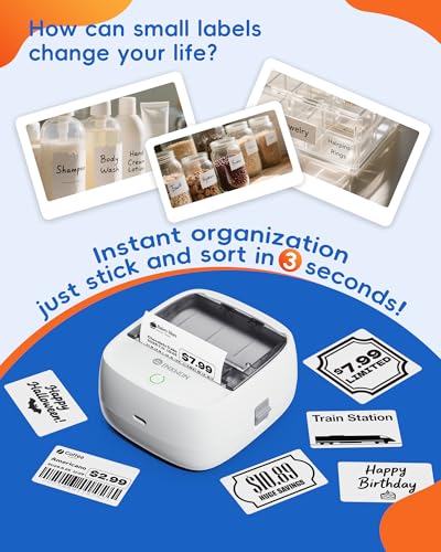 B21 Label Maker Machine with Tape, 2-Inch Wide Waterproof Tape, Bluetooth Portable Label Maker for Small Business, Office, Home, School Organization - color: White-Grey, style: Machine + 1 Tape