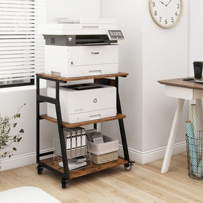 Natwind 3 Tier Large Printer Stand, 24"x20", with Charging Station,Retro - color: Retro, size: 23.6''x19.7''