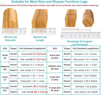 16 Pack Chair Leg Floor Protectors for Hardwood Floors, Round Rubber Furniture Sliders, 360°Felt Pad Bottom Wrapped Thickening Silicone Furniture Legs Caps Covers(Round,Clear-Brown-M) - size: Transparent-M