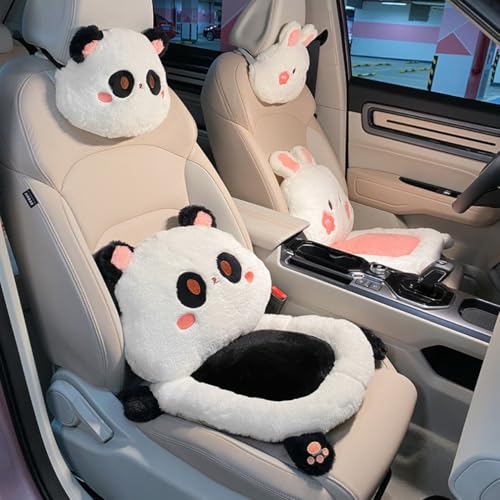 Cartoon Car Seat Cushion Lumbar Support Pillow&Neck Pillow Office Chair SUV (Panda Sets)