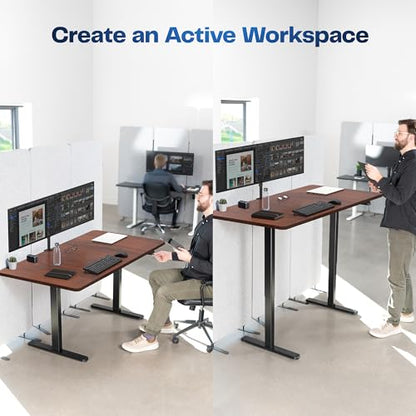 VIVO Dark Walnut 60 x 30 in Standing Desk, DESK-KIT-0B6D - color: Dark Walnut Top / Black Frame, size: 60 x 30 inch