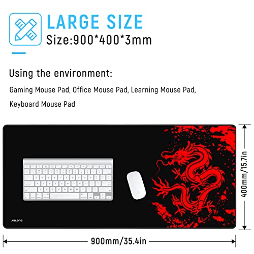 JIALONG Gaming Mouse Pad Large Size 35.4x15.7 inches Extended Desk Mousepad with Personalized Design for Laptop, Computer PC - Red Dragon - color: Dragon