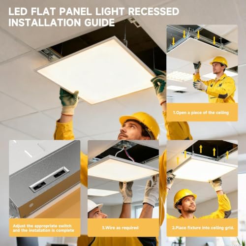 12 Pack 2x2 LED Flat Panel Lights with 5CCT Selectable, 4800LM, ETL | 40W/35W/30W/25W/20W,6500K/5000K/4000K/3500K/3000K,0-10V Dimmable, LED Drop Ceiling Fixtures for Office Meeting Classroom - size: 2x2FT 12PACK