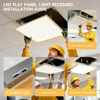 12 Pack 2x2 LED Flat Panel Lights with 5CCT Selectable, 4800LM, ETL | 40W/35W/30W/25W/20W,6500K/5000K/4000K/3500K/3000K,0-10V Dimmable, LED Drop Ceiling Fixtures for Office Meeting Classroom - size: 2x2FT 12PACK